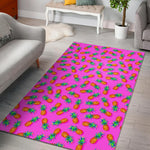 Hot Pink Pineapple Pattern Print Area Rug GearFrost