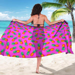 Hot Pink Pineapple Pattern Print Beach Sarong Wrap