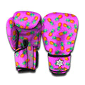 Hot Pink Pineapple Pattern Print Boxing Gloves