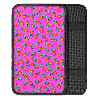 Hot Pink Pineapple Pattern Print Car Center Console Cover