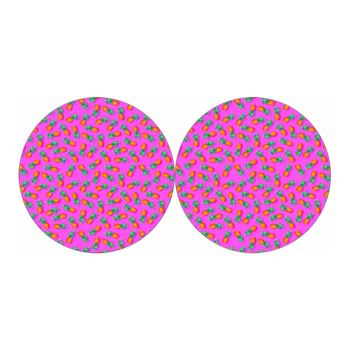 Hot Pink Pineapple Pattern Print Car Coasters