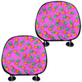 Hot Pink Pineapple Pattern Print Car Headrest Covers