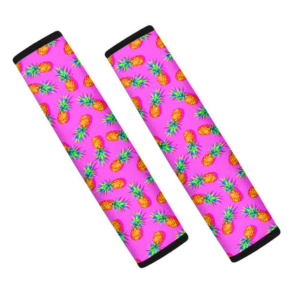 Hot Pink Pineapple Pattern Print Car Seat Belt Covers