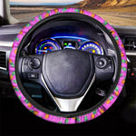 Hot Pink Pineapple Pattern Print Car Steering Wheel Cover