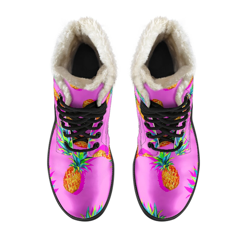 Hot Pink Pineapple Pattern Print Comfy Boots GearFrost