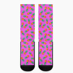 Hot Pink Pineapple Pattern Print Crew Socks