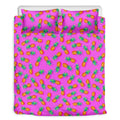 Hot Pink Pineapple Pattern Print Duvet Cover Bedding Set