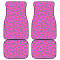 Hot Pink Pineapple Pattern Print Front and Back Car Floor Mats