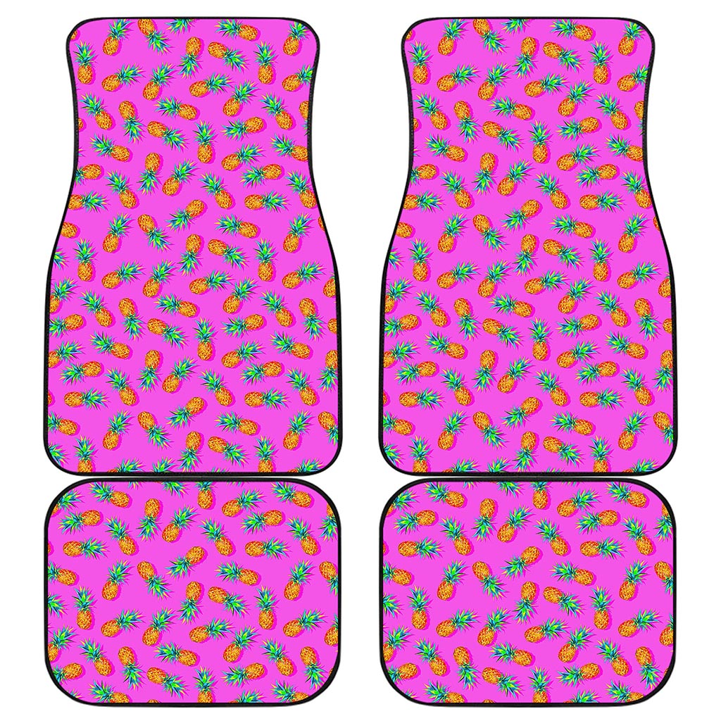 Hot Pink Pineapple Pattern Print Front and Back Car Floor Mats