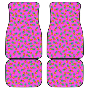 Hot Pink Pineapple Pattern Print Front and Back Car Floor Mats