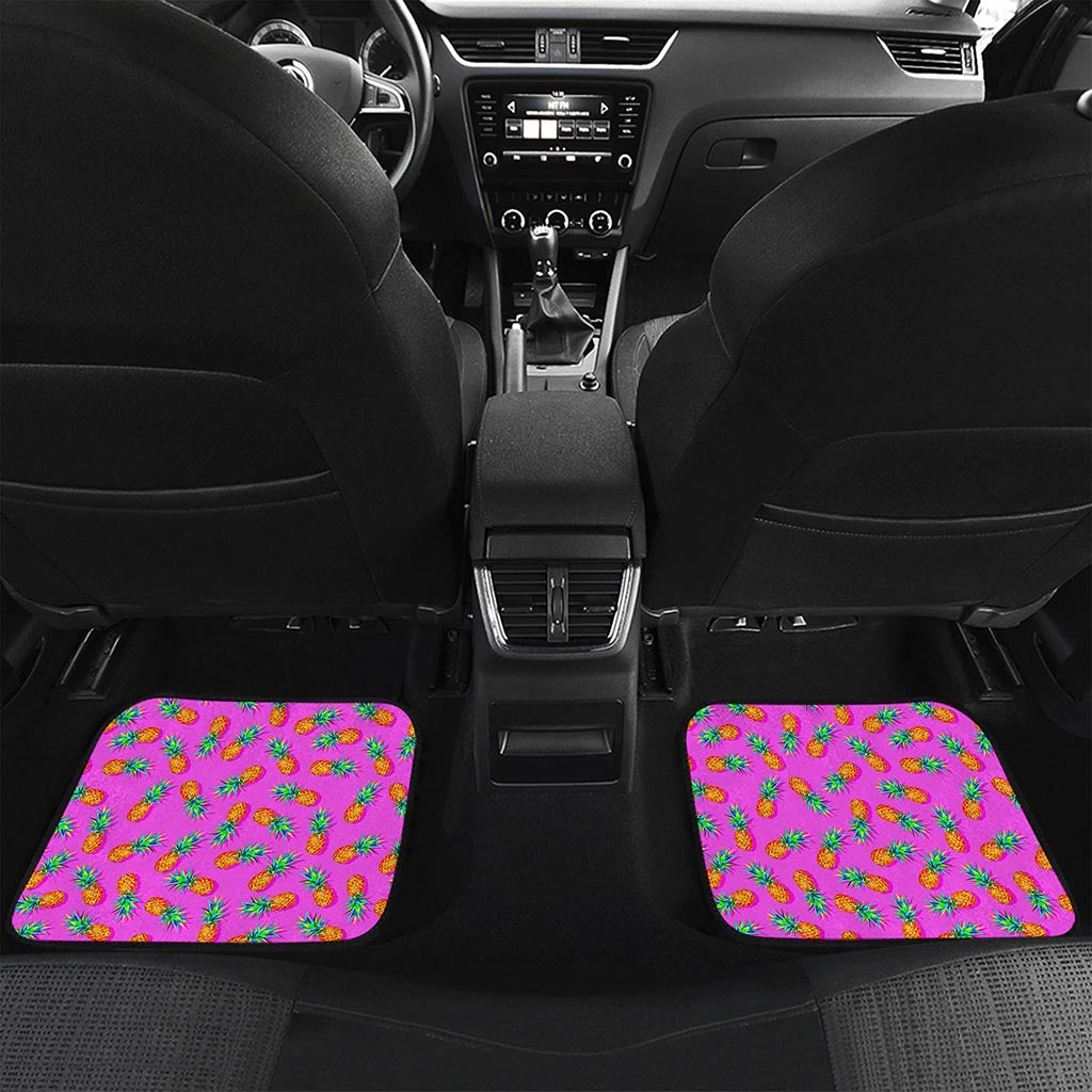 Hot Pink Pineapple Pattern Print Front and Back Car Floor Mats