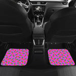 Hot Pink Pineapple Pattern Print Front and Back Car Floor Mats