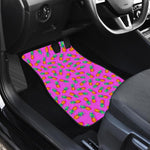 Hot Pink Pineapple Pattern Print Front and Back Car Floor Mats