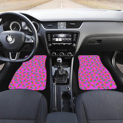 Hot Pink Pineapple Pattern Print Front Car Floor Mats