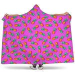 Hot Pink Pineapple Pattern Print Hooded Blanket