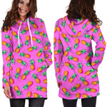 Hot Pink Pineapple Pattern Print Hoodie Dress GearFrost