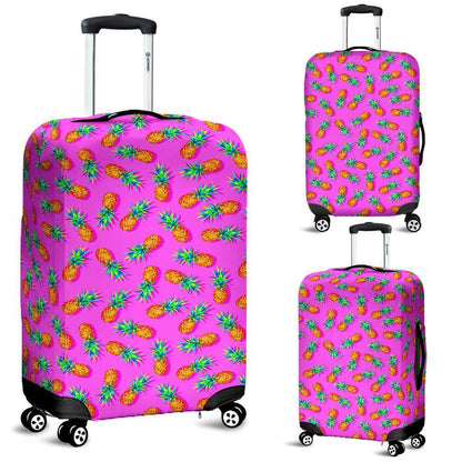 Hot Pink Pineapple Pattern Print Luggage Cover GearFrost