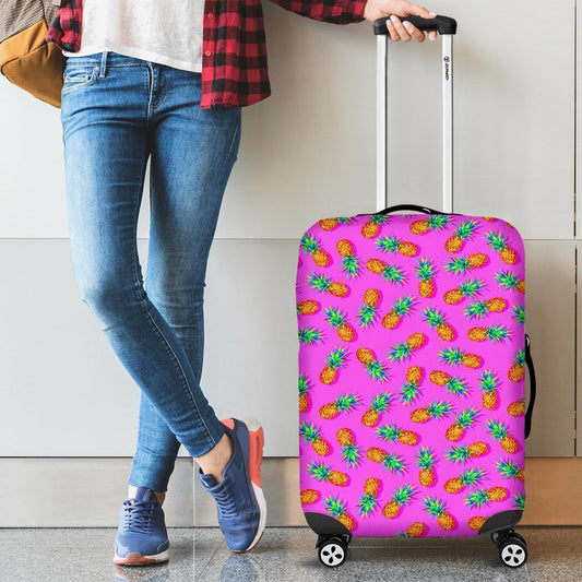 Hot Pink Pineapple Pattern Print Luggage Cover GearFrost