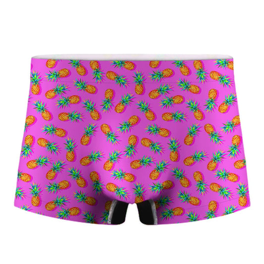 Hot Pink Pineapple Pattern Print Men's Boxer Briefs