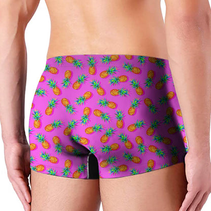 Hot Pink Pineapple Pattern Print Men's Boxer Briefs