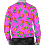 Hot Pink Pineapple Pattern Print Men's Crewneck Sweatshirt GearFrost