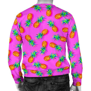 Hot Pink Pineapple Pattern Print Men's Crewneck Sweatshirt GearFrost