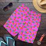 Hot Pink Pineapple Pattern Print Men's Shorts