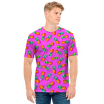 Hot Pink Pineapple Pattern Print Men's T-Shirt