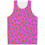 Hot Pink Pineapple Pattern Print Men's Tank Top