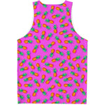 Hot Pink Pineapple Pattern Print Men's Tank Top