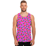Hot Pink Pineapple Pattern Print Men's Tank Top