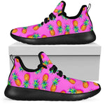 Hot Pink Pineapple Pattern Print Mesh Knit Shoes GearFrost