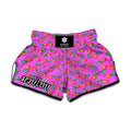 Hot Pink Pineapple Pattern Print Muay Thai Boxing Shorts
