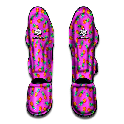 Hot Pink Pineapple Pattern Print Muay Thai Shin Guard