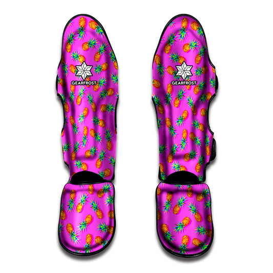 Hot Pink Pineapple Pattern Print Muay Thai Shin Guard