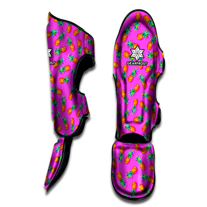 Hot Pink Pineapple Pattern Print Muay Thai Shin Guard