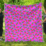Hot Pink Pineapple Pattern Print Quilt