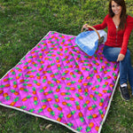 Hot Pink Pineapple Pattern Print Quilt