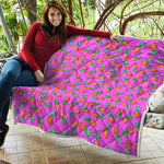 Hot Pink Pineapple Pattern Print Quilt