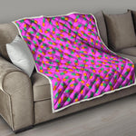 Hot Pink Pineapple Pattern Print Quilt