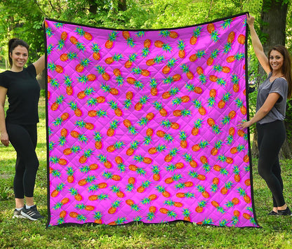 Hot Pink Pineapple Pattern Print Quilt