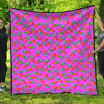 Hot Pink Pineapple Pattern Print Quilt