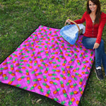 Hot Pink Pineapple Pattern Print Quilt