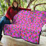 Hot Pink Pineapple Pattern Print Quilt