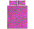 Hot Pink Pineapple Pattern Print Quilt Bed Set
