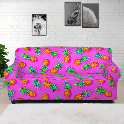 Hot Pink Pineapple Pattern Print Sofa Cover
