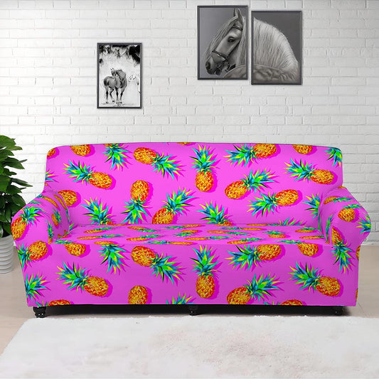 Hot Pink Pineapple Pattern Print Sofa Cover