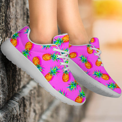 Hot Pink Pineapple Pattern Print Sport Shoes GearFrost