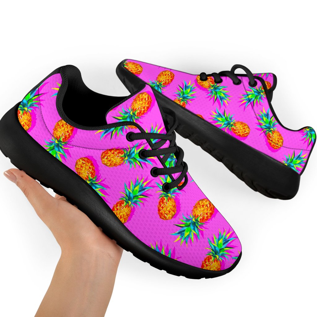 Hot Pink Pineapple Pattern Print Sport Shoes GearFrost