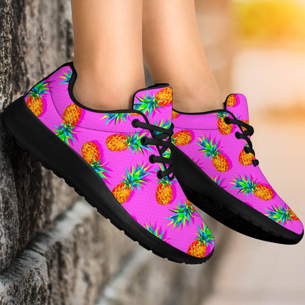 Hot Pink Pineapple Pattern Print Sport Shoes GearFrost